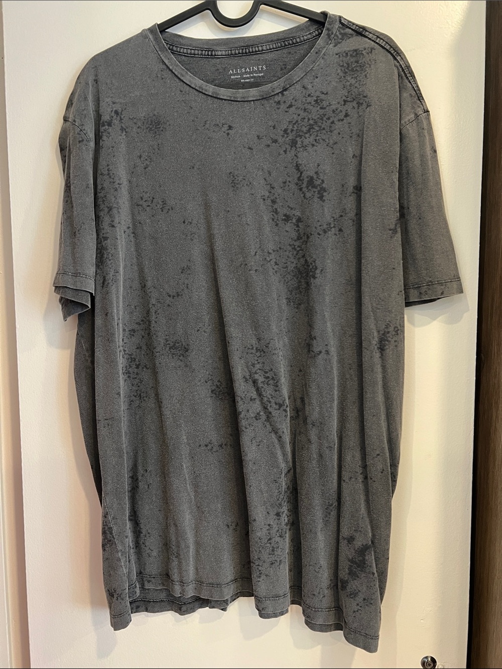 All Saints Men's Washed Charcoal Crew Neck T-Shirt